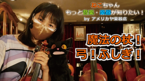 当店YouTubeチャンネル内 動画シリーズ「ねこちゃん もっと音楽・楽器が知りたい！003」【魔法の杖！弓！ふしぎ！】公開！